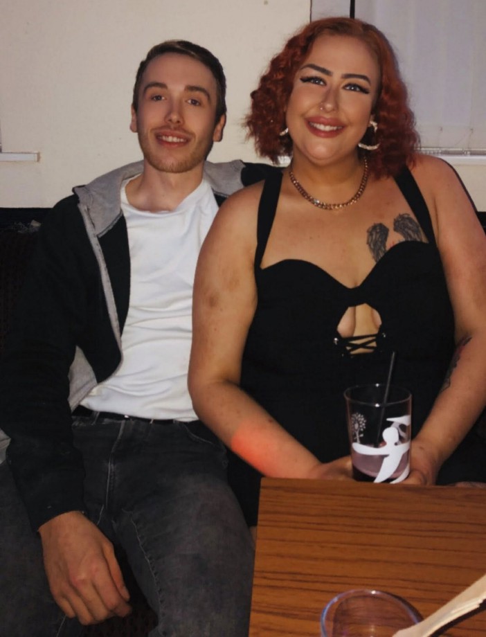 PIC FROM KENNEDY NEWS AND MEDIA (PICTURED: MATTHEW WILKINSON, 25, WITH PAIGE VICKERS, 25, AFTER GASTRIC SLEEVE SURGERY) A size 28 junk food addict who scoffed TWO McDonald's breakfasts a day says even her family doesn't recognise her after losing a whopping 14 stone - thanks to a £3,000 gastric sleeve. Paige Vickers, who tipped the scales at 23st, said she was mercilessly mocked at school and dubbed a 'whale' by cruel bullies for being 'on the bigger side'. Caught in a vicious cycle of bingeing and dieting, the 25-year-old piled on the pounds from scoffing takeaways, crisps and chocolates. DISCLAIMER: While Kennedy News and Media uses its best endeavours to establish the copyright and authenticity of all pictures supplied, it accepts no liability for any damage, loss or legal action caused by the use of images supplied and the publication of images is solely at your discretion. SEE KENNEDY NEWS COPY - 0161 697 4266