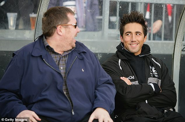 Henson enjoying a laugh in 2005 at Ospreys, one of 11 clubs he played for during his career