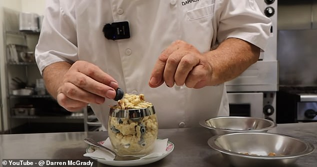 Darren presented the final concoction in a medium-sized tumbler with a silver panel which was now overflowing with creamy oats