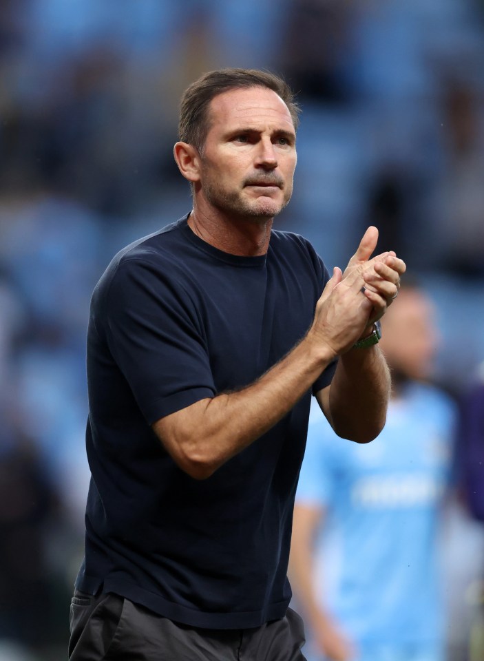 Frank Lampard, manager of Coventry City, applauding.