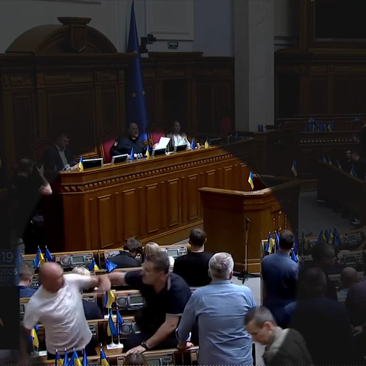 Brawl in the Ukrainian parliament during a vote on an anti-corruption bill.