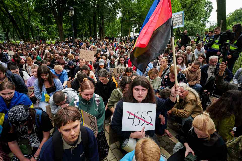Protest against anti-corruption law in Kyiv, Ukraine.