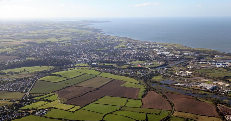 Aerial view of Workington, UK.