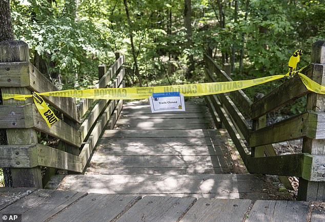 The couple's two daughters - ages seven and nine - were hiking with them at the time, but came away uninjured. Pictured: The scene of the crime