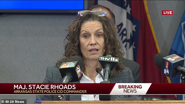 'The initial information that came from the kids gave us our first starting point, which was a description of a suspect,' said Arkansas State Police Major Stacey Rhodes
