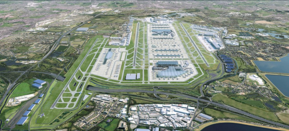 Illustration of Heathrow Airport expansion plans.