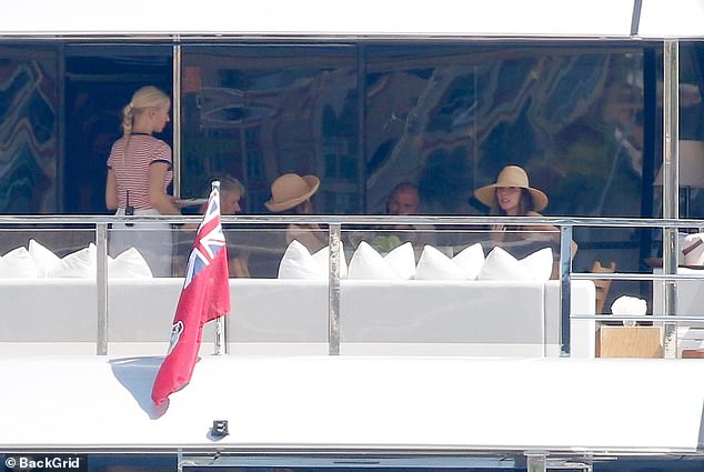 The Beckhams were seen avidly chatting to the Ramsays on the back of the yacht as they enjoyed a catch up