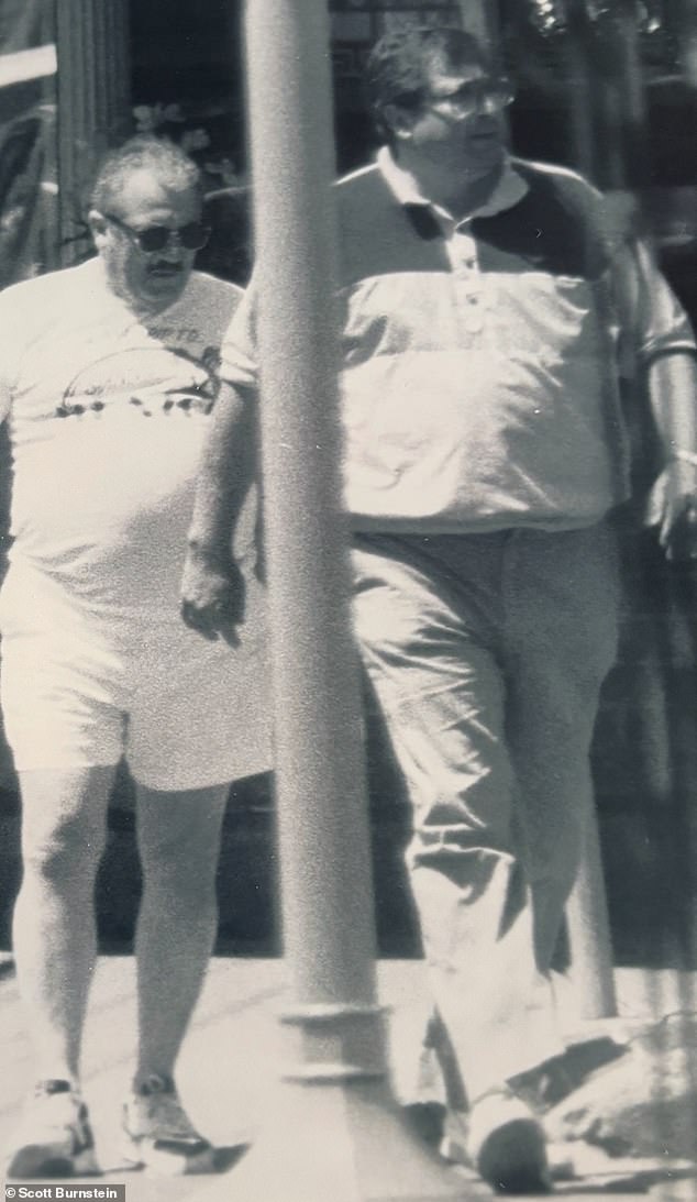 Pictured: Tony Palazzolo (right) - aka Tony Pal, Tony Sausages and The Butterly - walking down the street in 1993. Palazzolo was never publicly charged in Hoffa's death