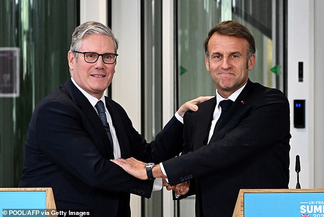 Starmer’s personal ratings are in the dirt. He presides over a hollowed-out military and a stagnant economy. Macron is in even worse shape