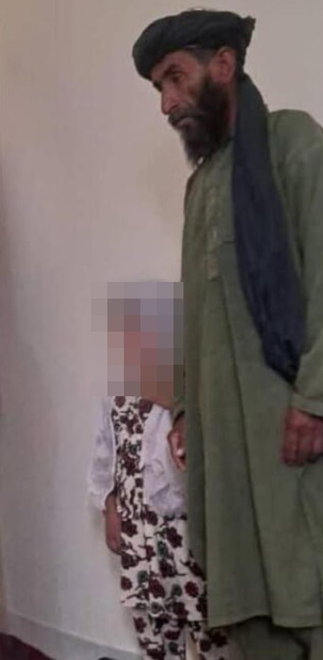 The haunting photo of an older man, 45, and a little girl, six, standing together horrified even the Taliban, who intervened on the union and insisted they would have to wait until the youngster was nine before she could be taken home
