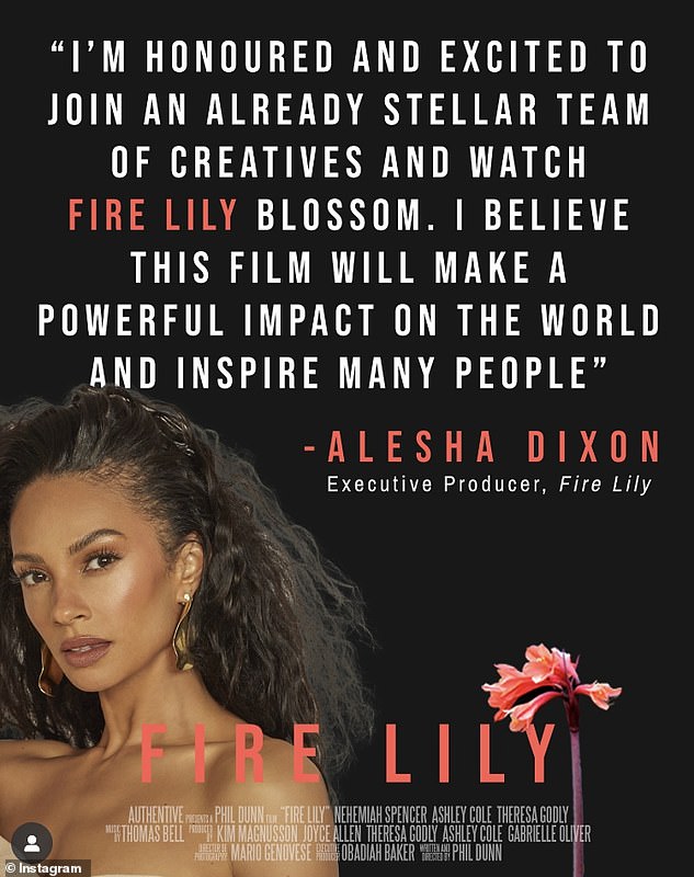 Alesha has signed up as an executive producer of Fire Lily, a short film about the systematic abuse of power in society which has been written by Phil Dunn