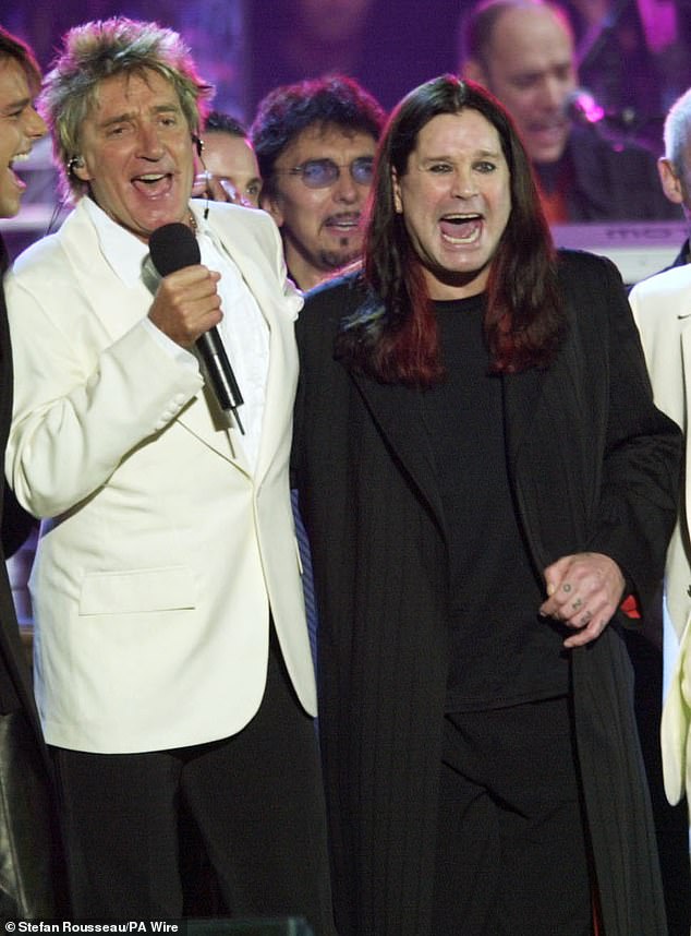 Sir Rod Stewart joined the world in mourning the rocker as he paid tribute to his 'friend' Ozzy (pictured together in 2002)