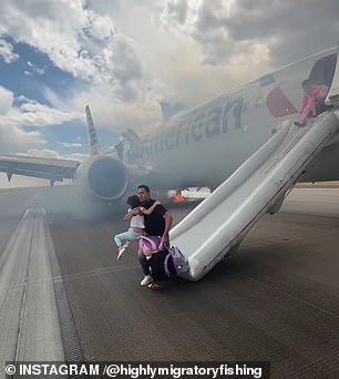Video posted online showed all 173 passengers and six crew members frantically exiting the plane on a slide as smoke billowed from underneath the aircraft.