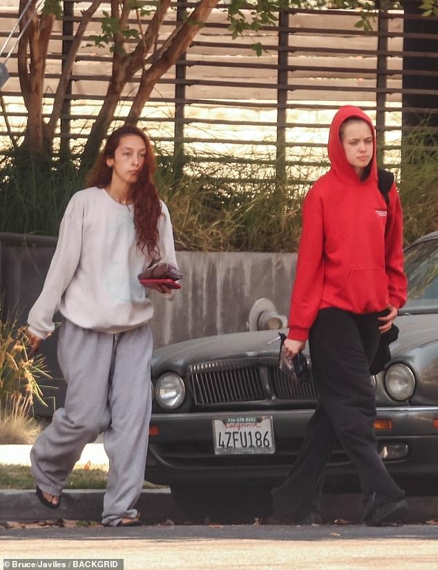 Things appear to still be going strong between Angelina Jolie and Brad Pitt's nepo baby Shiloh Nouvel Jolie (R) and her rumored girlfriend Keoni Rose (L), who were spotted in Studio City, CA together on Saturday