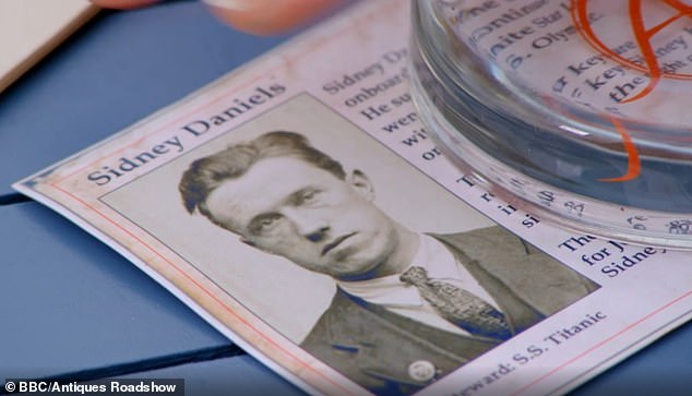 Antiques expert Hilary Kay met with the children of Sidney Daniels (pictured), who was hired as a plate washer on the Titanic at the age of 18