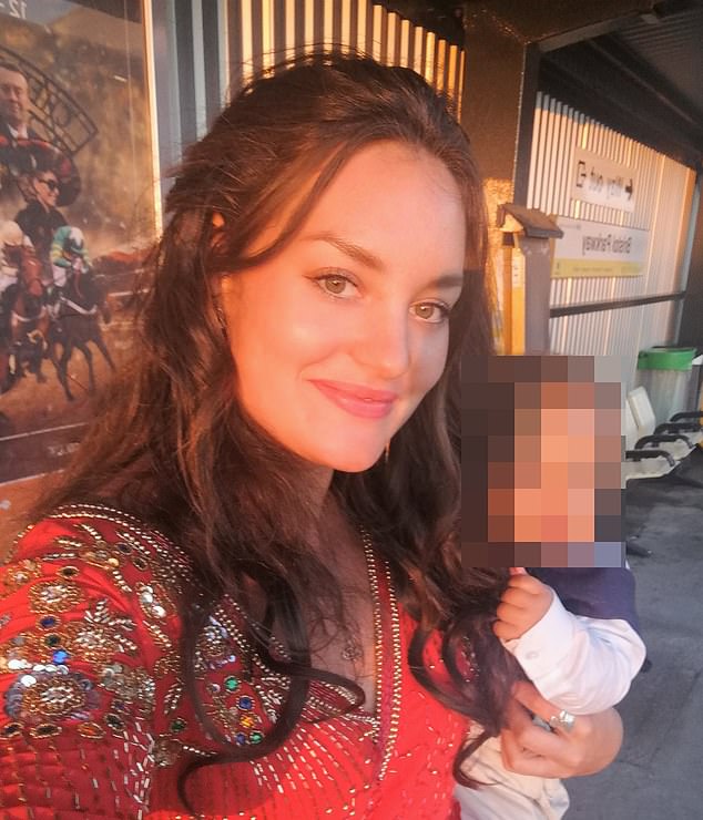 Police were shocked to discover the millionaire aristocrat had hidden her child's body beneath an empty beer can and discarded sandwich packaging in a disused shed (Marten pictured with baby Victoria)