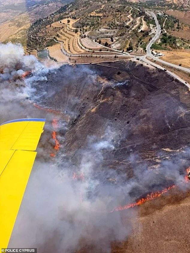 A combination of high temperatures and winds has started a series of wildfires across the country, including on the island of Cyprus