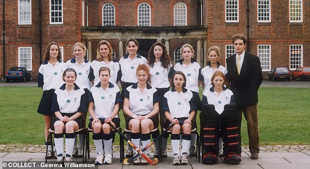The mound is located in the grounds of Marlborough College, Wiltshire. The Princess of Wales attended the prestigious school between 1996, aged 14, and 2000, prior to attending St Andrew's University. Pictured: The Princess of Wales in the middle, back row with her hockey team outside the College