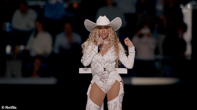 The Crazy In Love songstress was nominated for her NFL Halftime Show called the Beyonce Bowl which aired on Netflix on Christmas Day (seen above)