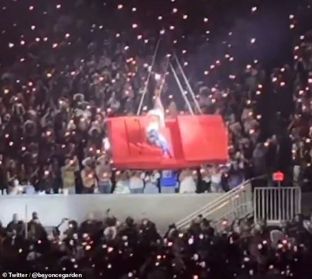 Up until last month, she had ridden on a red Cadillac convertible which would suspend over the crowd ¿ but the prop began to suddenly tilt amid her June 28 concert in Houston which caused the singer to abruptly stop the show