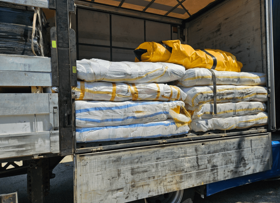 Seized inflatable boats packaged in a truck.