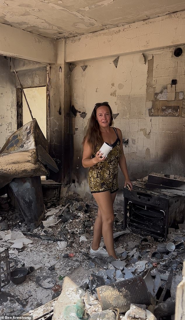 Lucy Armstrong was left in floods of tears as she examined the damage to her family's villa