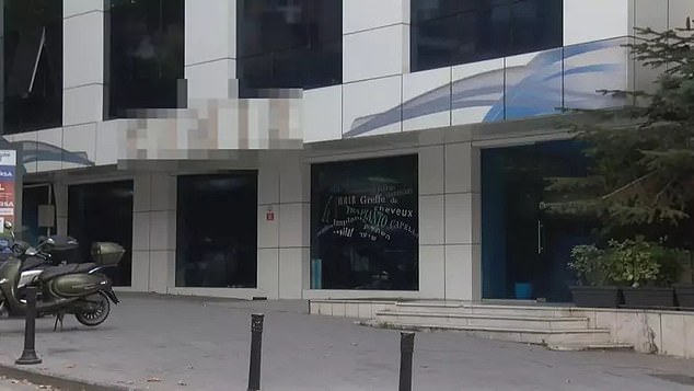 A British patient who underwent a hair transplant in Turkey has died after falling ill following the surgery. Pictured: The outside of the Istanbul clinic where the Brit had the operation