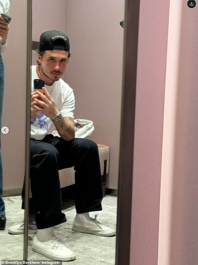 It comes as Brooklyn shared pictures looking looked glum as he waited for his wife Nicola to try on clothes during a recent shopping trip