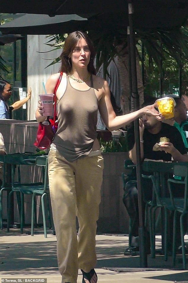 Bruce Willis' middle daughter Scout Willis, 33, sent temperatures soaring on the Fourth of July when she went bra-free in Los Angeles in a semi-sheer gray tank top