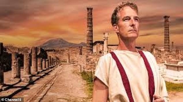 Animated scenes, apparently created with computer generated images, superimposed ghostly Roman figures against the ancient backdrop