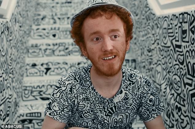 But Hargreaves never thought to create Mr Doodle. That manic persona sprang from the perfervid brain of art student Sam Cox, pictured, who had been doodling obsessively throughout his teens, up to 15 hours a day