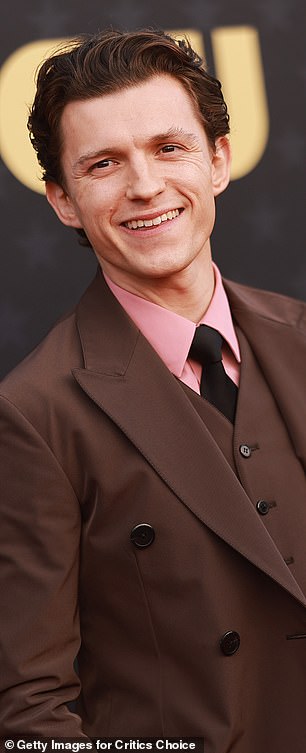 One actor with a striking baby-face is Zendaya's boyfriend Tom Holland (pictured in January 2024)