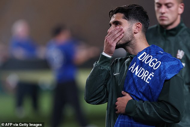 Pedro Neto fought back tears during tributes to Diogo Jota and Andre Silva on Friday night