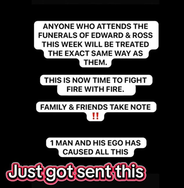 The threat issued to mourners planning to attend Ross Monaghan's and Eddie Lyons Jnr's funerals, issued via social media