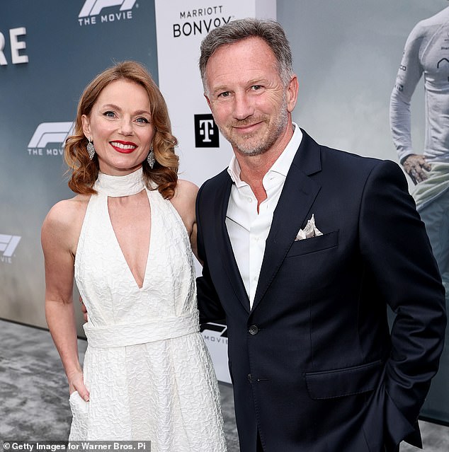 It comes 17 months after a sex text scandal rocked Horner (pictured with former Spice Girl wife Geri Halliwell)