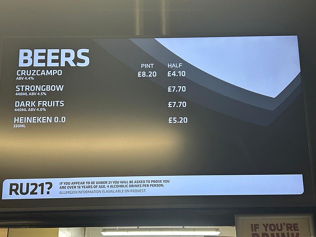 Oasis fans had to stump up £7.70 if they wanted a half-pint of Strongbow tonight, which one fan says was more expensive than how much he paid to see the band in 1996