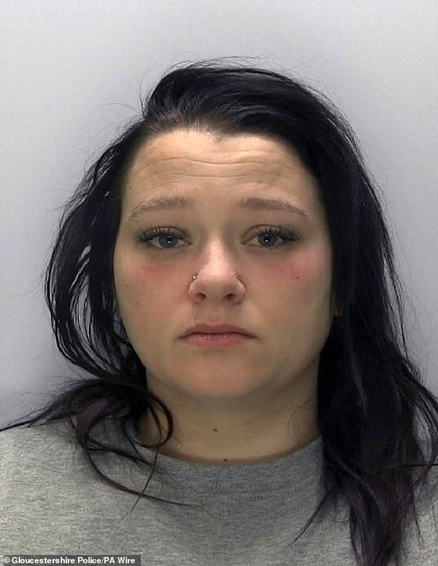 Melissa Wilband (pictured), 28, was found guilty by a jury of the manslaughter of Lexi who collapsed at their home in Newent, Gloucestershire, in April 2020
