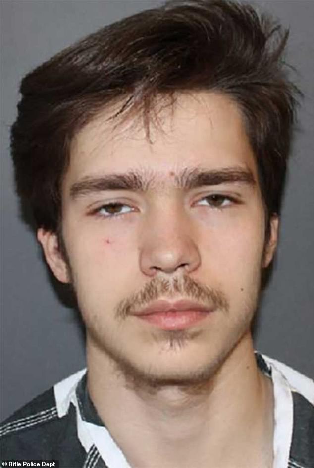 Tyler Boebert is pictured in a mugshot in February 2024. He is facing a new misdemeanor charge of child abuse after an incident with the congresswoman's grandson