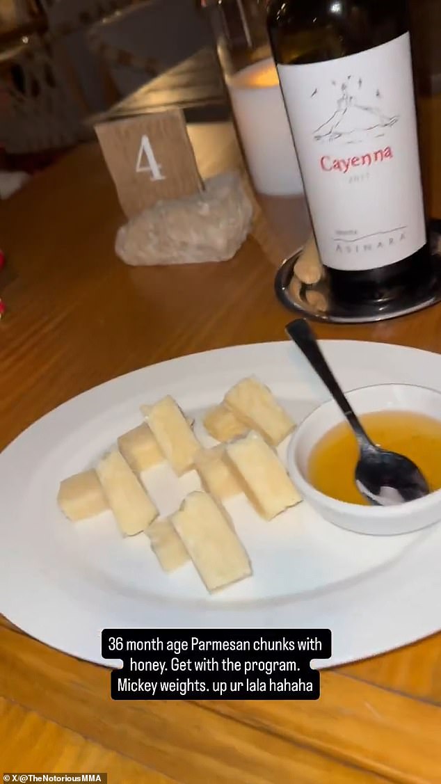 The former UFC champion showed off the lush menu he and his long-term partner enjoyed