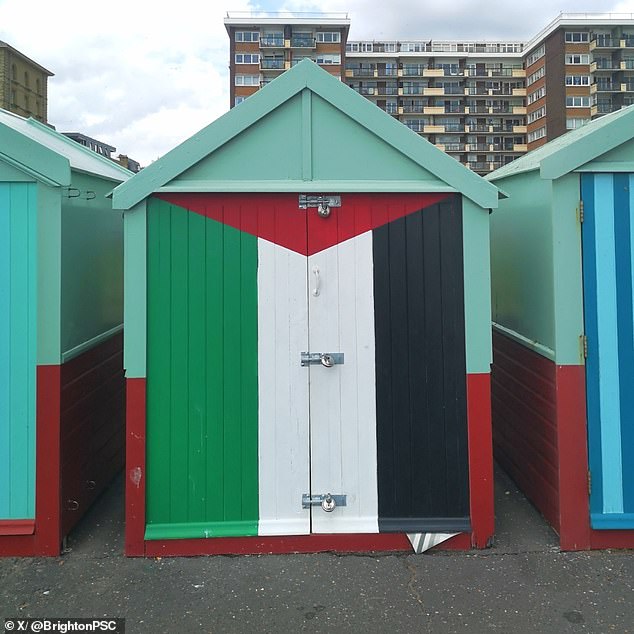 Labour-led Brighton and Hove City Council have declared that Alison Lesley, who has had her beloved beach hut (pictured) for six years, has breached her beach hut license by painting it with a Palestinian flag