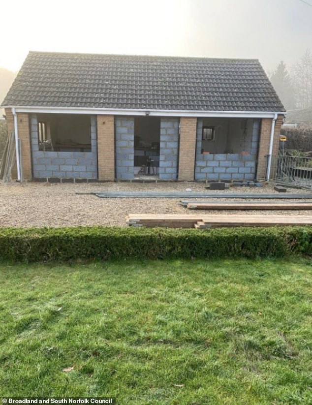 Another neighbour, Dave Seaman, 57, said: 'With respect to him housing his family, I don't see that being an issue if it's not affecting the neighbours'. Pictured: The annex