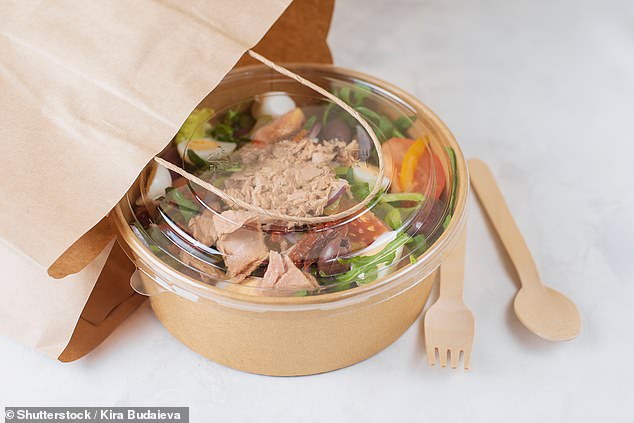 A TikTok user revealed that single women in New York have started stealing men's salads then looking up the man's name from their order on LinkedIn and message them (stock image)