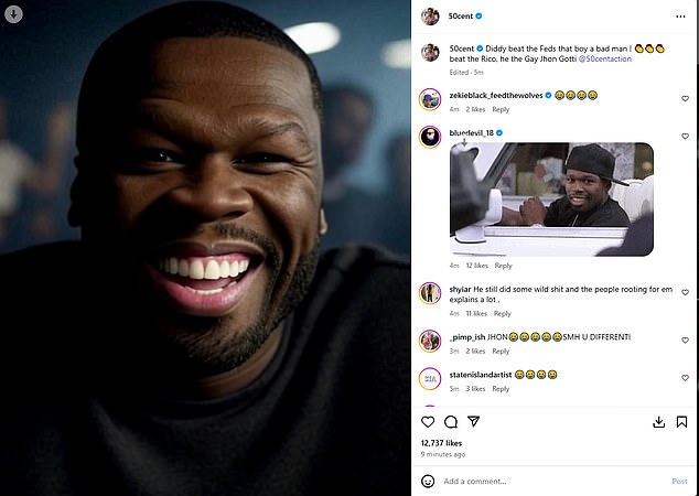 Sharing a photo of himself with a huge smile, 50 Cent trolled the rapper