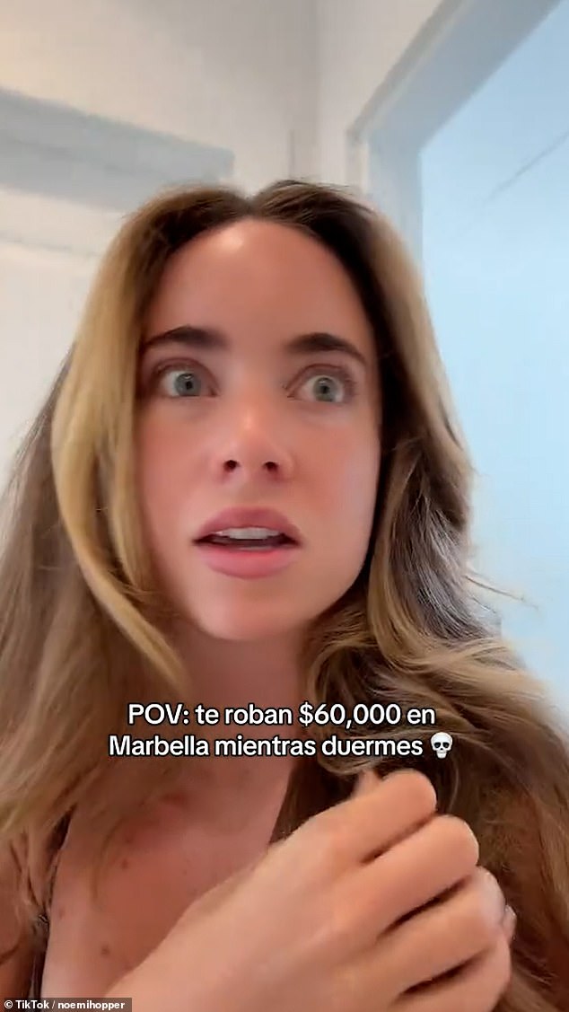 Noemi Hopper (pictured), a Spanish actress who has starred in a Disney+ series, took to TikTok to vent her frustrations after burglars broke into a flat in Benahavís, Marbella