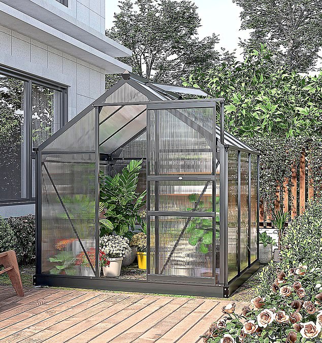 Costing less than £350, the Arbe greenhouse at Wayfair is purse-friendly and fabulous. Perfect for some shelving and a coffee table.