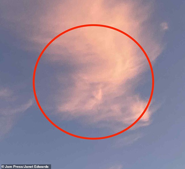 Donald Trump's face was pictured in a cloud up in the sky above in Fernhill Heath, near Worcester