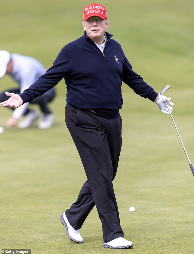 Mr Trump, pictured during a previous visit to Turnberry, will arrive in Scotland on Friday