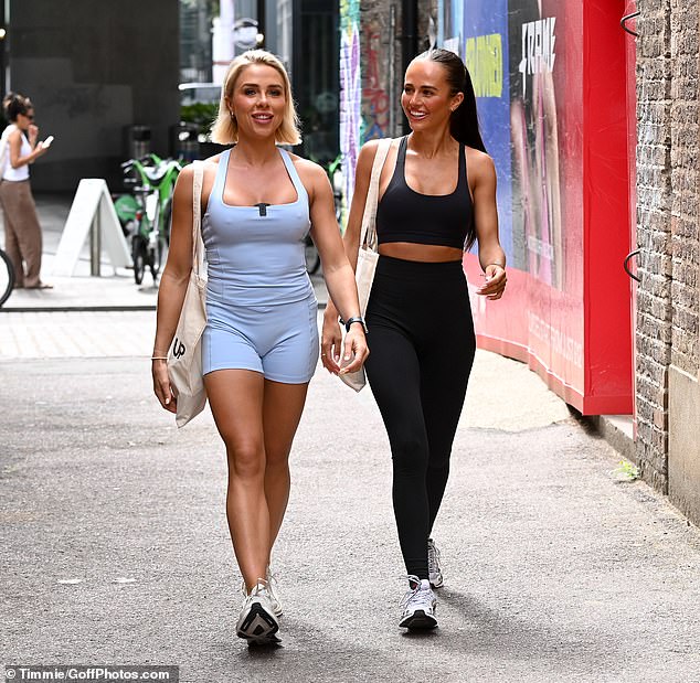 Lauren Wood (right) is already hanging out with Love Island alumni as she joined All Stars winner Gabby Allen (left) to host fitness event at Frame in Shoreditch on Saturday