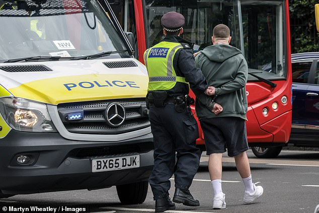 A man is taken away in handcuffs by police on the first day of last year's Notting Hill Carnival