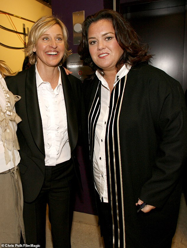 Ellen DeGeneres (L, pictured in 2006) showed public support for Rosie O'Donnell (R), whose US citizenship President Donald Trump threatened to revoke, just three months after Rosie accused Ellen of never saying 'anything political in her life'